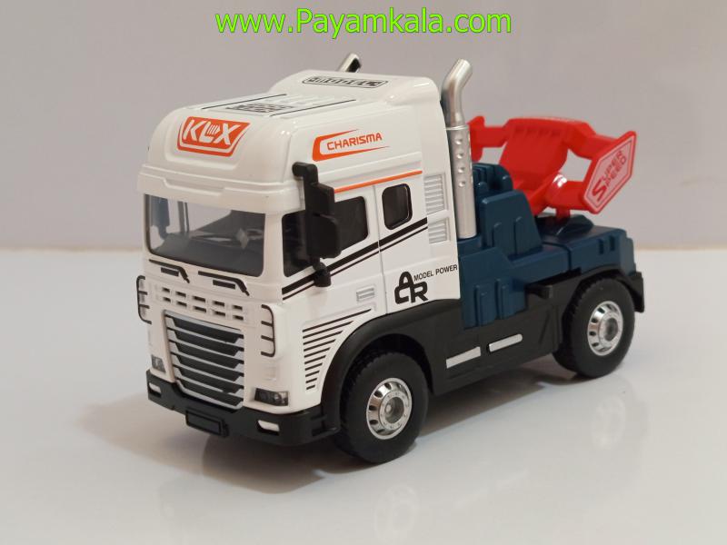 کامیون یدککش اسباب بازی قدرتی فلزی (KLX) سفید