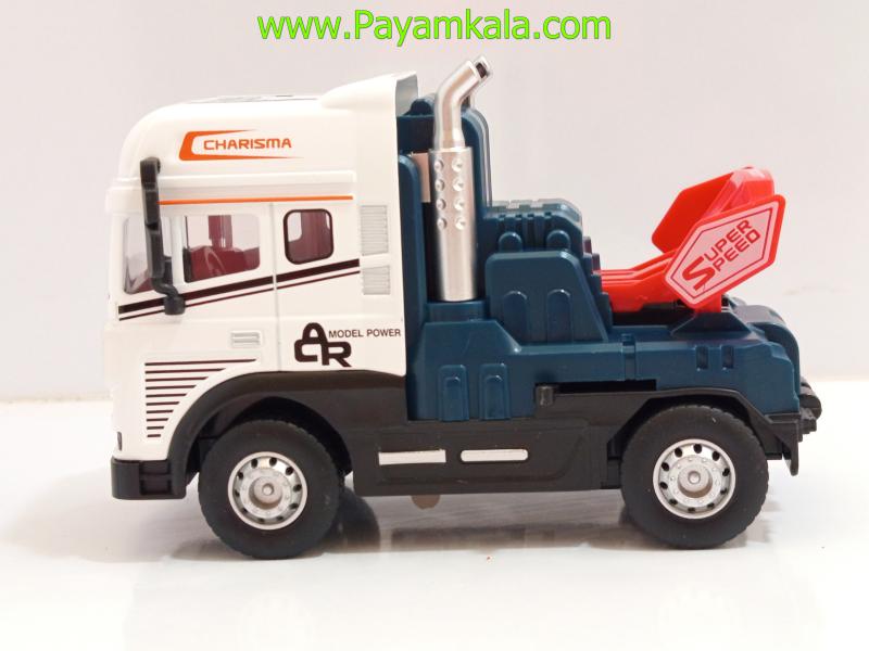 کامیون یدککش اسباب بازی قدرتی فلزی (KLX) سفید