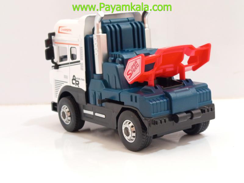 کامیون یدککش اسباب بازی قدرتی فلزی (KLX) سفید