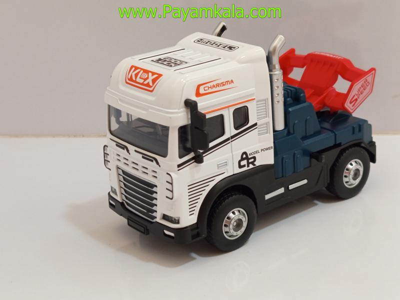 کامیون یدککش اسباب بازی قدرتی فلزی (KLX) سفید