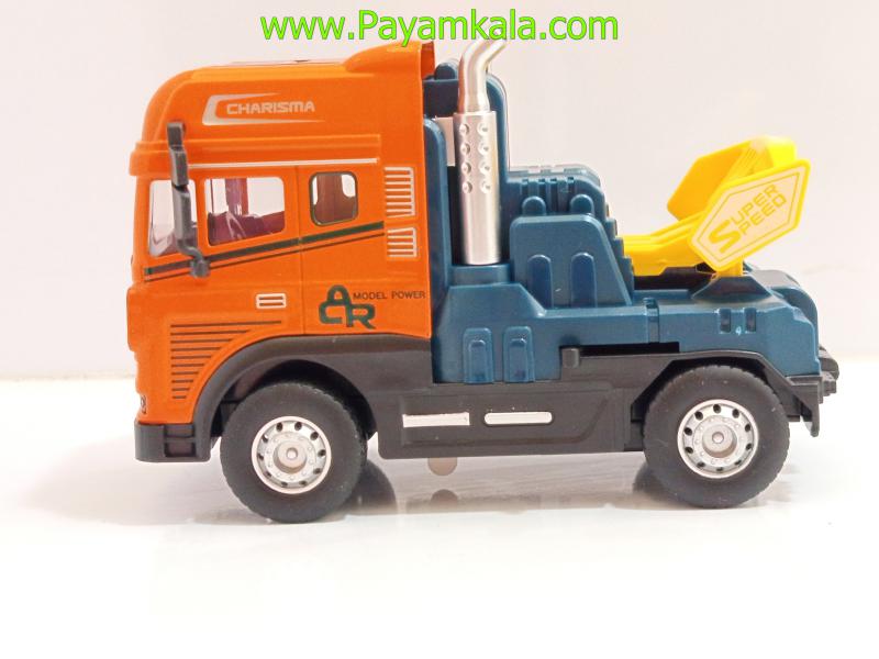 کامیون یدککش اسباب بازی عقبکش فلزی (KLX) نارنجی