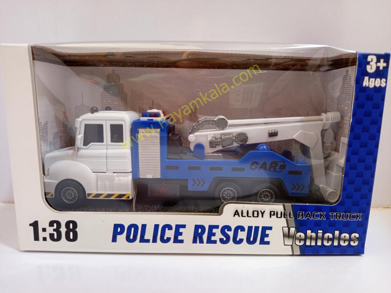 ماکت ماشین پلیس امدادی جرثقیل عقبکش (Police Rescue 1:38) آبی و سفید