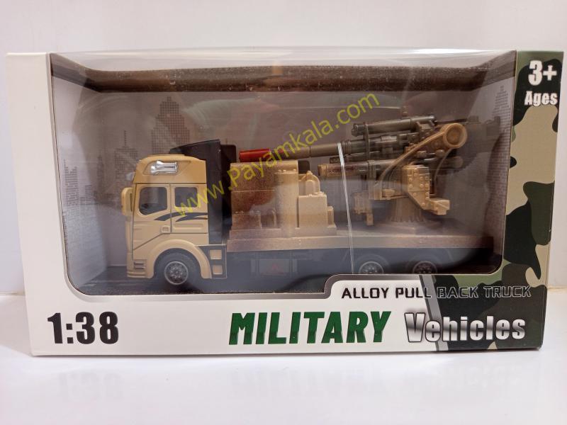 ماکت کامیون نظامی حمل توپ فلزی عقبکش (Military Vehicles 1:38) شنی