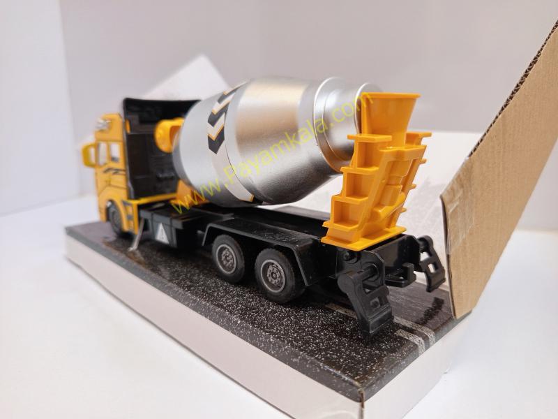 ماکت کامیون میکسر سیمان فلزی عقبکش (Construction Vehicles 1:38) زرد