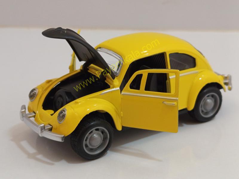 ماکت ماشین فلزی فولکس واگن کلاسیک زرد سه درب بازشو (کد 3466)