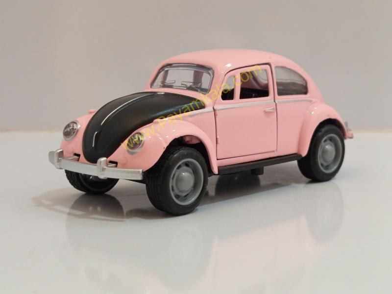 ماکت ماشین فلزی فولکس واگن کلاسیک صورتی سه درب بازشو (کد 3466)