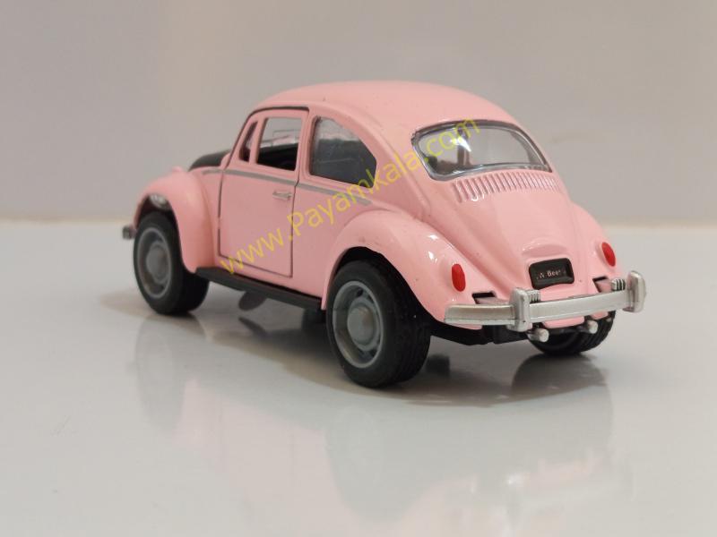 ماکت ماشین فلزی فولکس واگن کلاسیک صورتی سه درب بازشو (کد 3466)