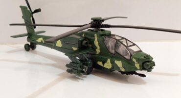 هلیکوپتر آپاچی بزرگ فلزی صدادار-چراغدار (APACHE) سبز