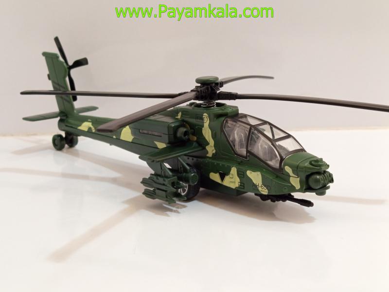 هلیکوپتر آپاچی بزرگ فلزی صدادار-چراغدار (APACHE) سبز