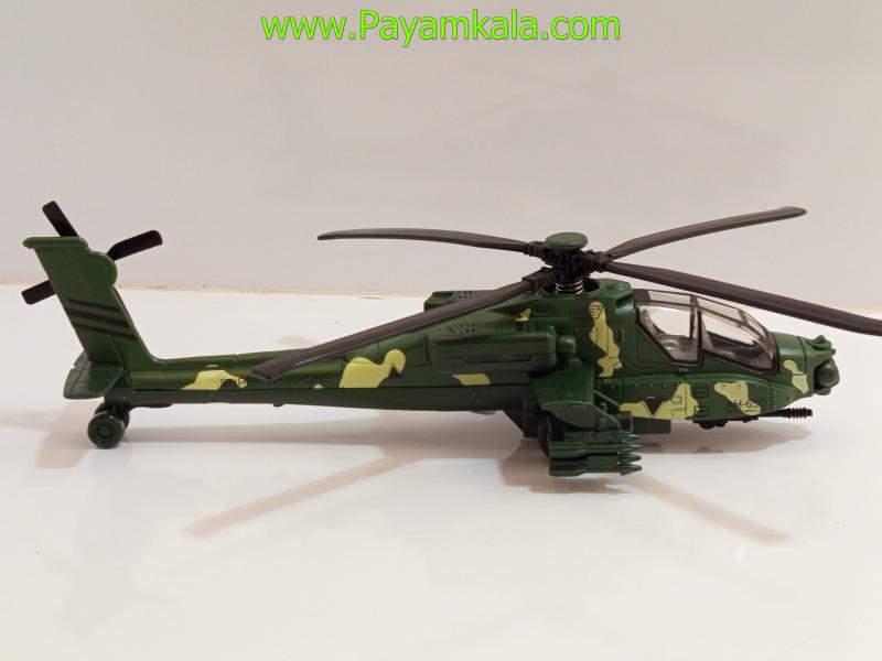 هلیکوپتر آپاچی بزرگ فلزی صدادار-چراغدار (APACHE) سبز