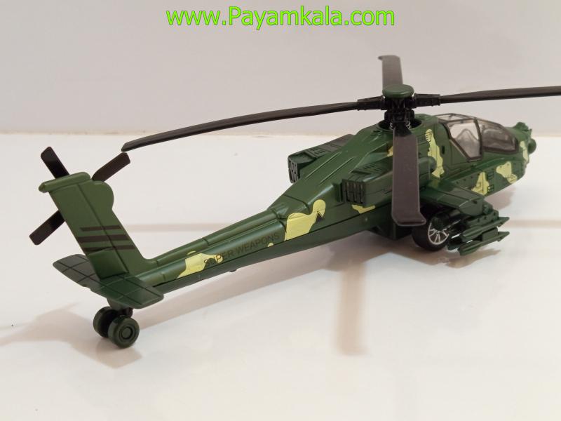 هلیکوپتر آپاچی بزرگ فلزی صدادار-چراغدار (APACHE) سبز