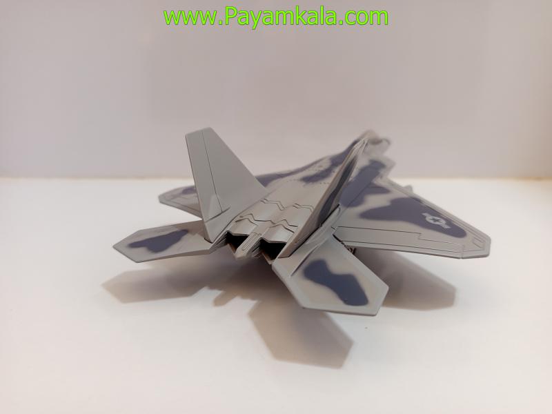 ماکت هواپیما جنگنده F-22 Raptor طوسی فلزی موزیکال چراغدار عقبکش (HAILIJIA)