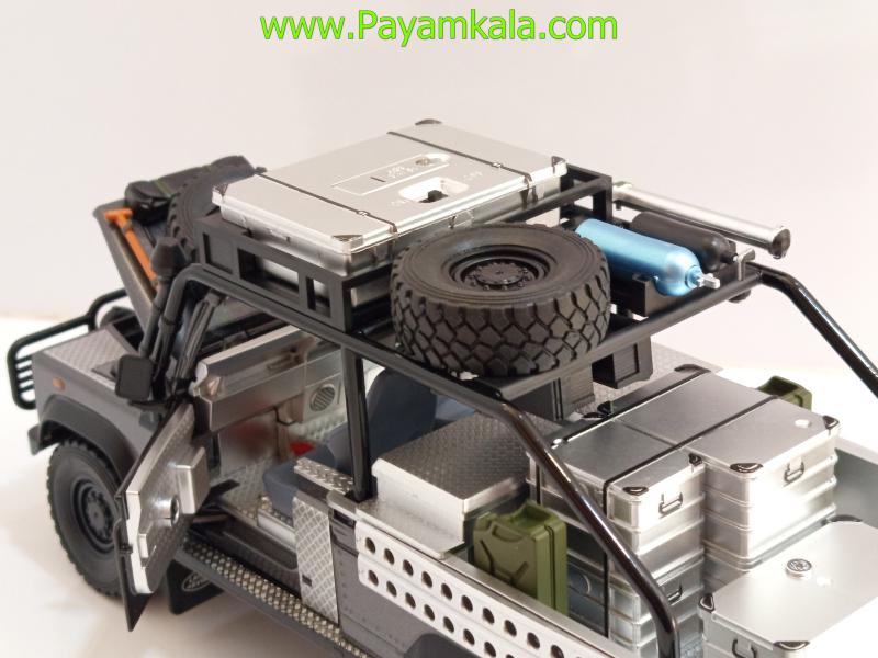 ماشین فلزی لندرور دیفندر آفرود 1:24 با تجهیزات کامل (Offroad SUV)