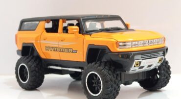 ماشین فلزی هامر HUMMER EV نارنجی | ماکت شاسی‌بلند چراغدار و موزیکال 1:24