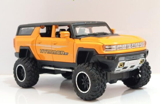 ماشین فلزی هامر HUMMER EV نارنجی | ماکت شاسی‌بلند چراغدار و موزیکال 1:24