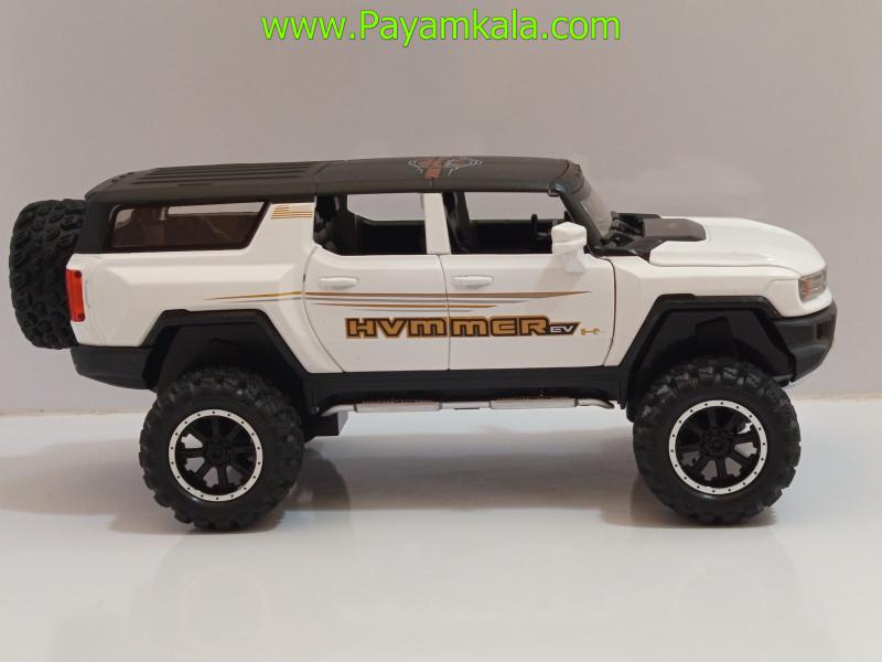 ماشین فلزی هامر HUMMER EV سفید | ماکت شاسیبلند چراغدار و موزیکال 1:24