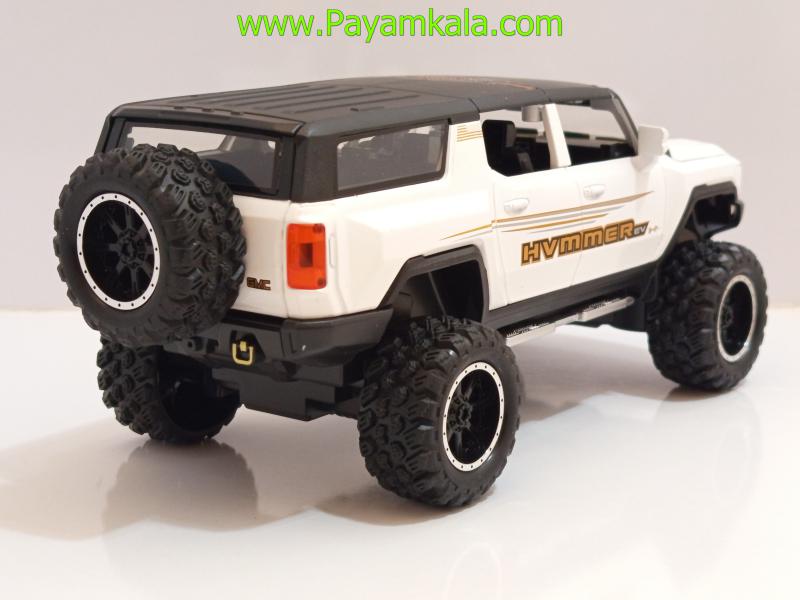 ماشین فلزی هامر HUMMER EV سفید | ماکت شاسیبلند چراغدار و موزیکال 1:24