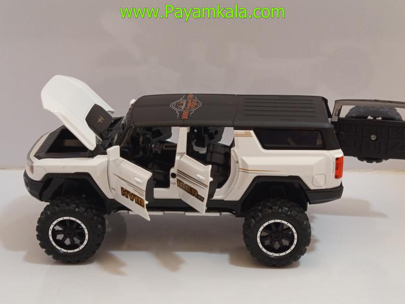 ماشین فلزی هامر HUMMER EV سفید | ماکت شاسیبلند چراغدار و موزیکال 1:24