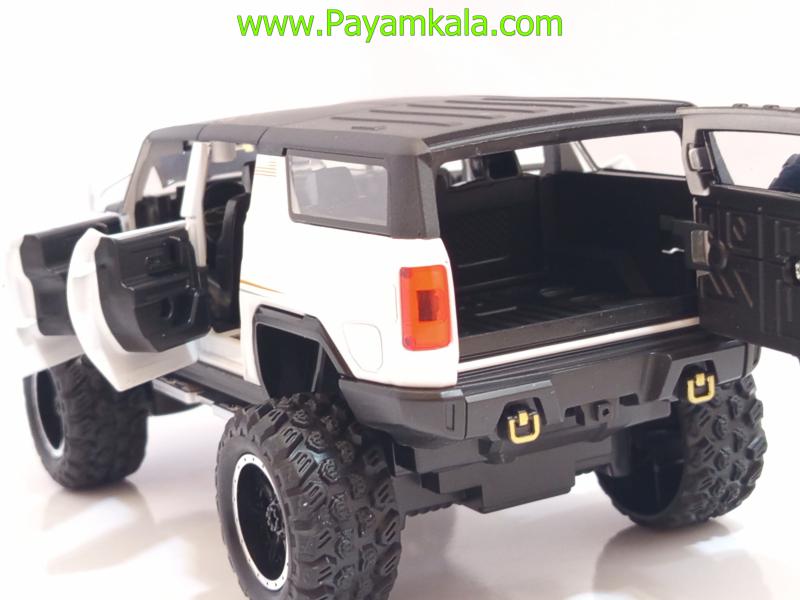 ماشین فلزی هامر HUMMER EV سفید | ماکت شاسیبلند چراغدار و موزیکال 1:24