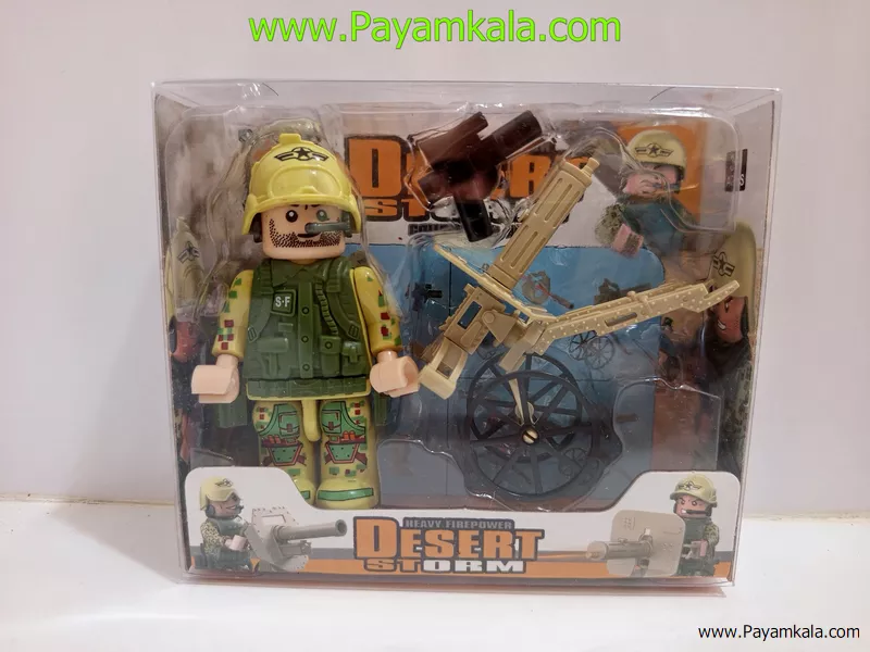 اسباب بازی آدمک سرباز ارتشی با توپ و کلت طرح E (XUJA) | لگو نظامی کودکانه