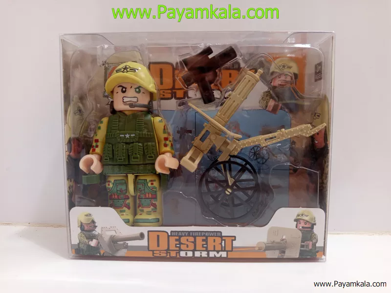 اسباب بازی آدمک سرباز ارتشی با توپ و کلت طرح B (XUJA) | لگو نظامی کودکانه