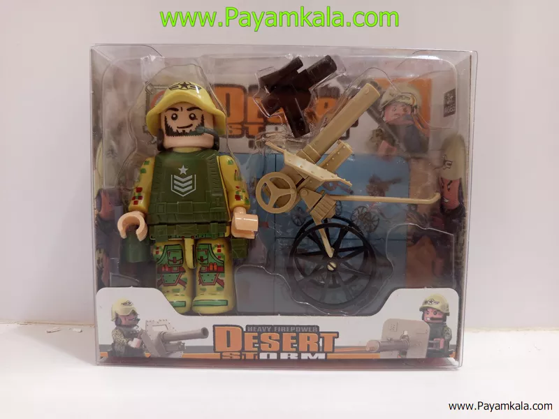 اسباب بازی آدمک سرباز ارتشی با توپ و کلت طرح A (XUJA) | لگو نظامی کودکانه